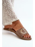 Dámské Ploché Žabky S Cekulemi S.Barski KV27-052 Hnědé