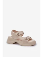 Textilní Lehká Sandály Na Platformě Světle Béžové Deniffia