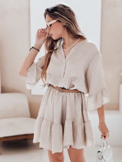 Letní mušelínové šaty LYVONNE light beige FashionStreet EY2615