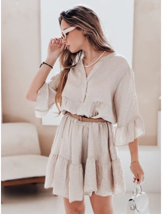 Letní mušelínové šaty LYVONNE light beige FashionStreet EY2615