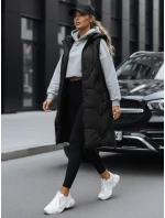 Dámská dlouhá prošívaná vesta černá FashionStreet TY5269 Dámská dlouhá prošívaná vesta černá FashionStreet TY5269