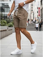 Pánské teplákové kraťasy se šňůrkou, tmavě béžové, FashionStreet SX2624