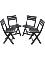 SADA 4 SKLÁDACÍCH PLASTOVÝCH ŽIDLÍ KOMODO V ANTRACITOVÉ BARVĚ