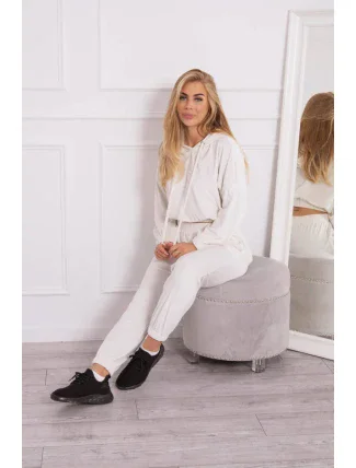 Velurová souprava s kapucí ecru Velurová souprava s kapucí ecru