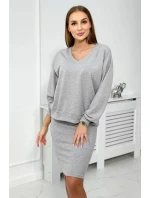 Halenka + pruhované šaty šedé Halenka + pruhované šaty šedé