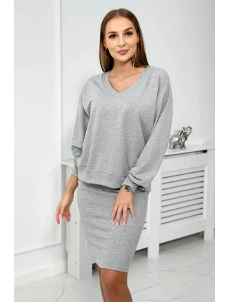 Halenka + pruhované šaty šedé Halenka + pruhované šaty šedé