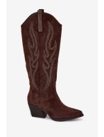 Dámské Kavalírské Boty Se Zdobením Na Podpatku Čokoládové Jovina