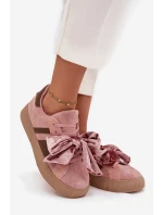 Dámské tenisky s semišovou mašlí růžové Ashlyn