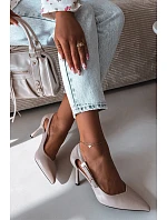 Podpatky s výřezy a zlatou sponou Vinceza 62288 Světle šedé