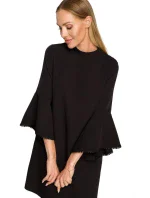 M698 Šaty áčkového střihu s andělskými rukávy - černé M698 Šaty áčkového střihu s andělskými rukávy - černé