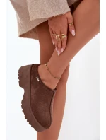 Dámské nízké sněhule na platformě Yrenna – hnědé Dámské nízké sněhule na platformě Yrenna – hnědé