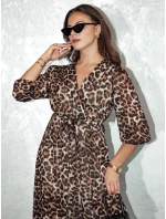 Dámské midi šaty LEOPRINTI v jedné velikosti s leopardím potiskem FashionStreet EY2548