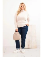 Dámský viskózový svetr Plus Size s klasickým střihem béžový Dámský viskózový svetr Plus Size s klasickým střihem béžový