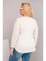 Dámská blůza Plus Size s V výstřihem a delším zadním dílem béžová