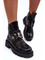 Boty Na Plochém Podpatku A Platformě Sztyblety Černé Linestta Boty Na Plochém Podpatku A Platformě Sztyblety Černé Linestta