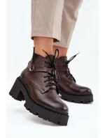 Dámské kotníkové boty se zdobeným páskem Zazoo – czekoládové