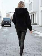 Dámská kožešinová bunda s kapucí černá FashionStreet TY5271