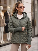 Dámská prošívaná bunda s kapucí, zelená, FashionStreet TY5869 Dámská prošívaná bunda s kapucí, zelená, FashionStreet TY5869