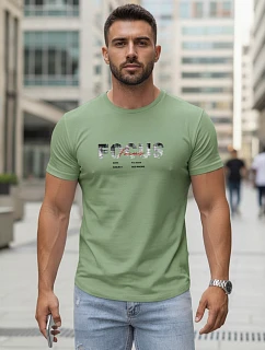 Pánské tričko s velkým nápisem, bavlněné, zelené, FashionStreet NX5137R