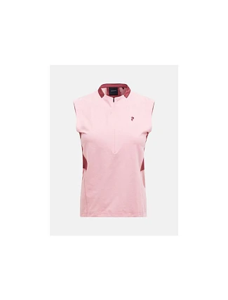 Dámské tričko PEAK PERFORMANCE W Mountainbreath Sleveless Polo, růžová barva Dámské tričko PEAK PERFORMANCE W Mountainbreath Sleveless Polo, růžová barva