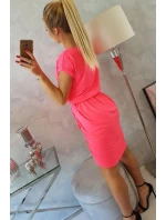 Šaty s obálkou dole růžové neonové