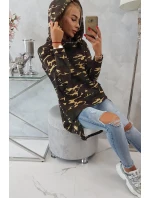 Mikina moro s dlouhými zády khaki+hnědá Mikina moro s dlouhými zády khaki+hnědá