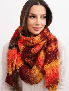 Dámský měkký a teplý vlněný šátek v barevných pruzích KN19 oranžový