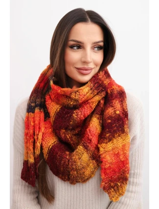 Dámský měkký a teplý vlněný šátek v barevných pruzích KN19 oranžový