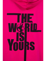 Mikina s potiskem "Svět je tvůj" fuchsiová