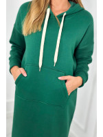 Dlouhé zelené šaty s kapucí