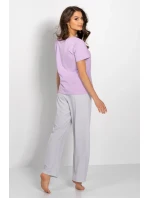 Pyžamo Caroline fialová-šedá - Momenti Per Me