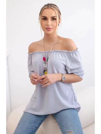 Španělská halenka s ozdobnými rukávy šedý Španělská halenka s ozdobnými rukávy šedý