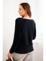 Dámský svetr z měkké pleteniny s V výstřihem černý