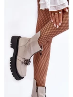 Dámské lakové boty na zip D&A MR870-94 Světle šedá Dámské lakové boty na zip D&A MR870-94 Světle šedá