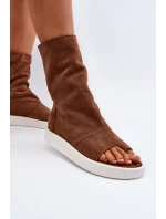 Hnědé Dámské Sandály Zamszové Svrchní Částí Zazoo 3441