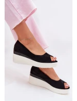 Dámské sandály na platformě z eko semiše černé Velira