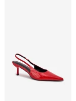 Lakované Lodičky Na Jehlovém Podpatku S Otevřenou Patou Červené Talira