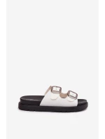 Dámské pantofle s klipsy na platformě bílé Elamas