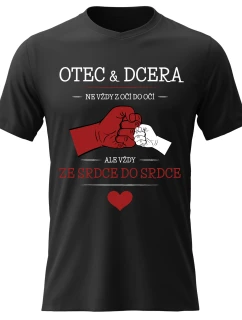 Dámské  bavlněné tričko s potiskem - OTEC & DCERA - černé