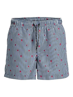 Jack&Jones pánské plavky JWHARUBA SWIM PRINTS SHORTS 12206537 NAVY BLAZER STRIPES