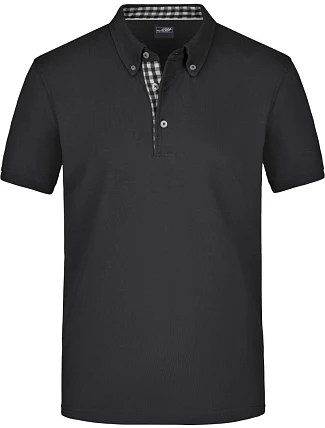 Daiber JN 964 Pánské piqué polo button-down 02.0964 black/black white Daiber JN 964 Pánské piqué polo button-down 02.0964 black/black white
