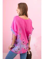 Dámská bavlněná košile s motýly a květinami růžový