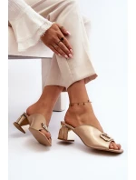 Elegantní dámské sandály na podpatku Laura Messi 2771 zlaté