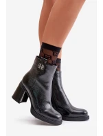 Hadí dámské botky na podpatku z přírodní kůže černé Vinceza 66670