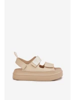 Dámské sandály na platformě se suchým zipem béžové Nitepira