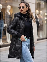 Dámská prošívaná přechodová bunda s kapucí, černá, FashionStreet TY5787 Dámská prošívaná přechodová bunda s kapucí, černá, FashionStreet TY5787