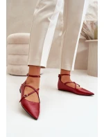 Dámské baleríny se špičatými prsty a křížovými pásky bordové Violra