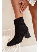 Dámské Botky Z Eko Semiše Na Podpatku Se Zipem Černé Zelita