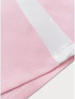 Volné dámské kalhoty v pudrově růžové barvě s lampasy (764ART)