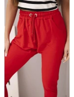 Dámské tepláky s elastickým pasem a šňůrkou červené